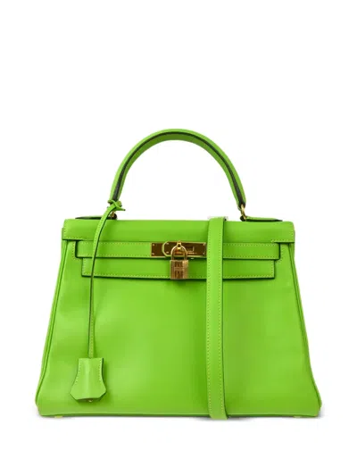 Pre-owned Hermes 1998 Kelly 28 Two-way Bag In 绿色
