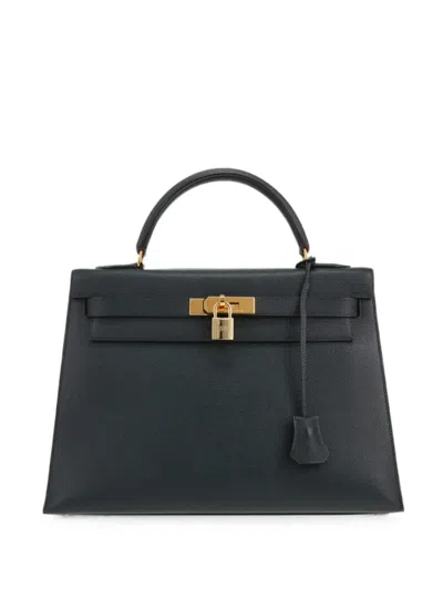 Pre-owned Hermes 1998 Kelly 32 Handbag In Blue