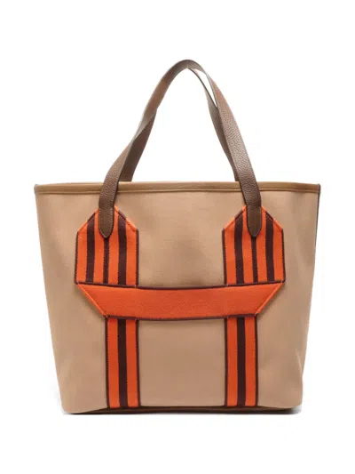 Pre-owned Hermes 1998 Pursangle Tote Bag In Neutral
