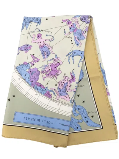Pre-owned Hermes 1998-2007 Hemisphaerium Coeli Boreale Silk Scarf 90 Scarves In Neutral