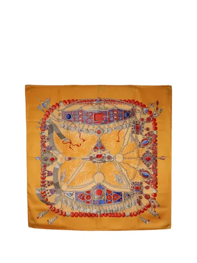 Pre-owned Hermes 1999-2007 Terres Precieuses Silk Scarf 90 Scarves In Multi