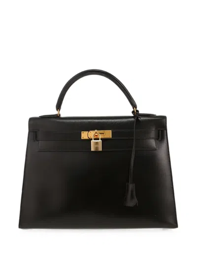 Pre-owned Hermes 1999 32 Kelly Tote Bag In Black