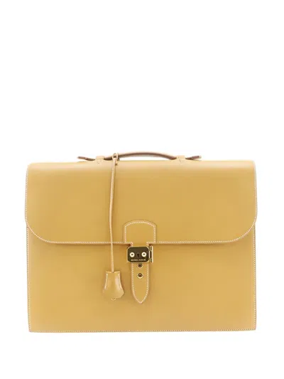 Pre-owned Hermes 1999 Barenia Sac A Depeches 38 Business Bag In Yellow