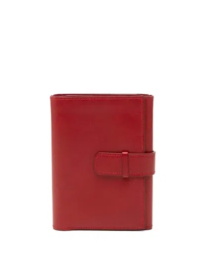 Pre-owned Hermes 1999 Box Calf Compact Wallet Small Wallets In Red