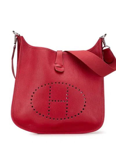 Pre-owned Hermes 1999 Clemence Evelyne Iii 29 Crossbody Bag In Red