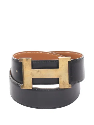Pre-owned Hermes 1999 Constance H Buckle Belt In Black