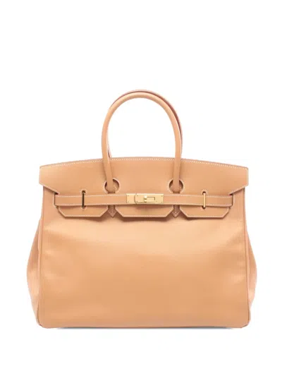Pre-owned Hermes 1999 Courchevel Birkin Retourne 35 Handbag In Brown