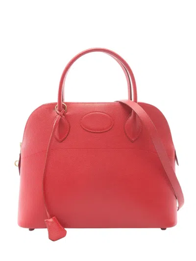 Pre-owned Hermes 1999 Courchevel Bolide 31 Satchel In Red
