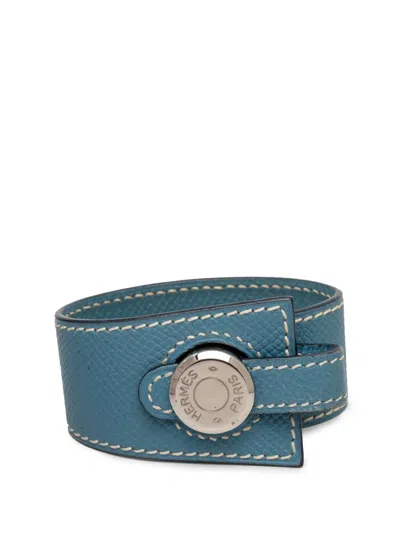 Pre-owned Hermes 1999 Courchevel Dogon Bracelet Costume Bracelet In Blue