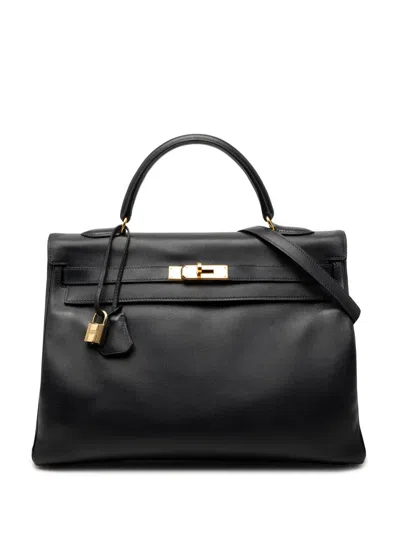 Pre-owned Hermes 1999 Gulliver Kelly Retourne 35 Satchel In Black
