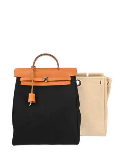 Pre-owned Hermes 1999 Herbag A Dos Backpack In Black
