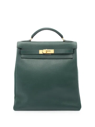 Pre-owned Hermes 1999 Kelly Ad Backpack In Green