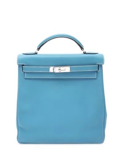 Pre-owned Hermes 1999 Kelly Ad Gm Backpack In Blue