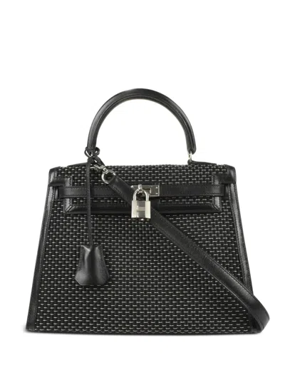 Pre-owned Hermes 1999  Kelly Sellier 25 Two-way Handbag In Black
