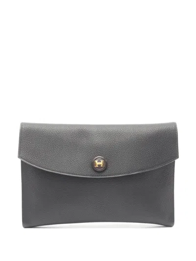 Pre-owned Hermes 1999 Rio Clutch Bag In Gray