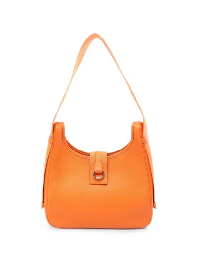 Pre-owned Hermes 1999 Sako Clemence Shoulder Bag In Orange