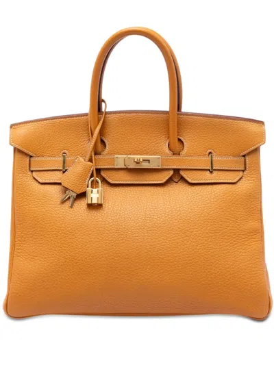 Pre-owned Hermes 1999 Togo Birkin Retourne 35 Handbag In Orange