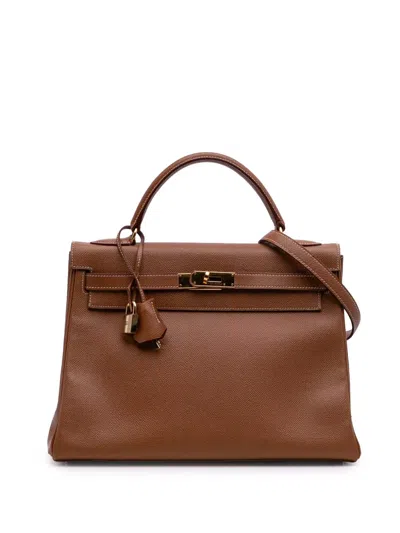 Pre-owned Hermes 1999 Togo Kelly Ii Retourne 32 Satchel In Brown