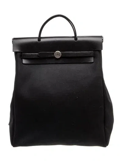Pre-owned Hermes Hermès 1999 Toile & Vache Herbag Backpack In Black