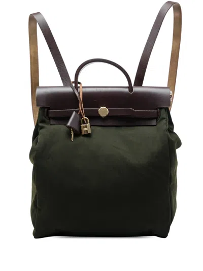 Pre-owned Hermes 1999 Toile Herbag Gm Backpack In Green