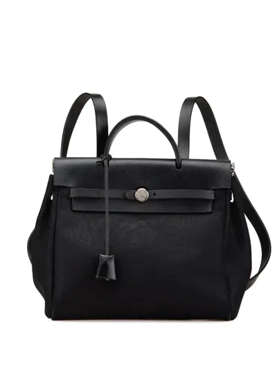 Pre-owned Hermes 1999 Toile Herbag Pm Backpack In Black