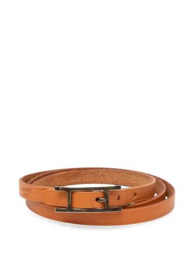 Pre-owned Hermes 1999-2014 Swift Hapi 3 Triple Tour Bracelet Costume Bracelet In Brown
