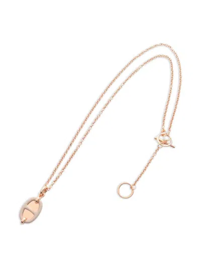 Pre-owned Hermes 20's Chaîne D'ancre Mayonnaise Necklace In Pink