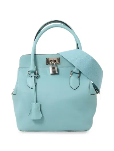Pre-owned Hermes 20 Tool Box Swift Leather Tote Bag In Blue