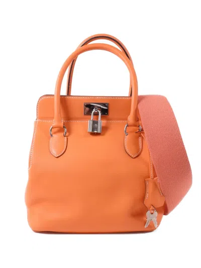 Pre-owned Hermes 20 Tool Box Two-way Handbag In Orange