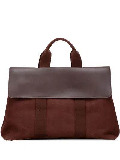 Pre-owned Hermes 2000-2010 Toile And Swift Valparaiso Mm Handbag In Brown