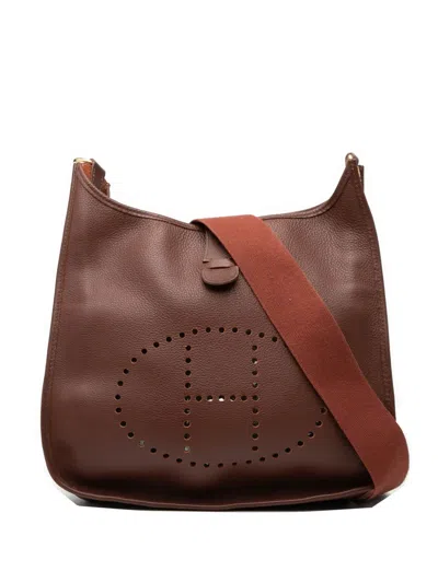 Pre-owned Hermes 2000-2014 Clemence Evelyne I Pm Crossbody Bag In Brown