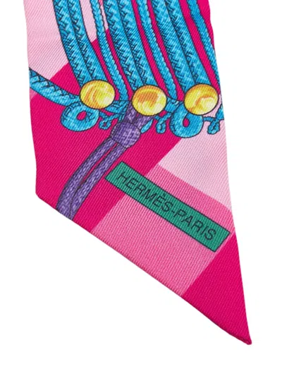 Pre-owned Hermes 2000-2015 Brandebourgs Silk Twilly Scarf Scarves In Pink