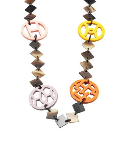 Pre-owned Hermes 2000-2015 Buffalo Horn And Lacquer Lena Necklace Costume Necklace