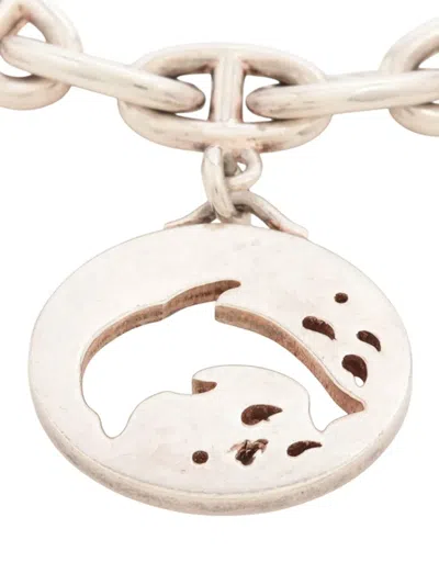 Pre-owned Hermes 2000-2015 Sterling Silver Chaine Dancre Charm Bracelet