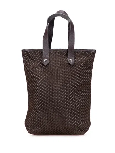 Pre-owned Hermes 2000-2015 Woven Leather And Polyester Ahmedabad Diago Pm Handbag In Brown