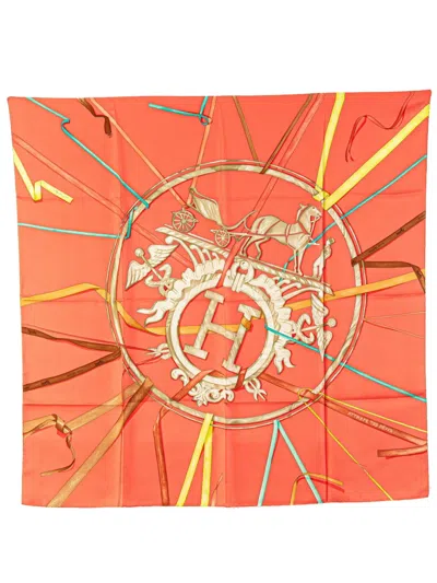 Pre-owned Hermes 2000-2020 Attrape Tes Reves Silk Scarf Scarves In Orange