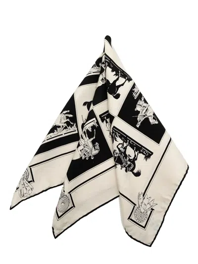 Pre-owned Hermes 2000-2020 Brides De Gala En Desordre Triangle Silk Scarf Scarves In Black