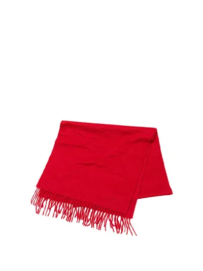 Pre-owned Hermes 2000-2020 Cashmere Fringe Scarf Scarves In Red