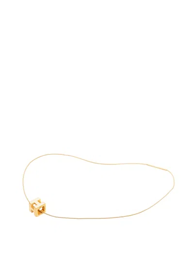 Pre-owned Hermes 2000-2020 Gold Plated Enamel Cage D H Pendant Necklace Costume Necklace