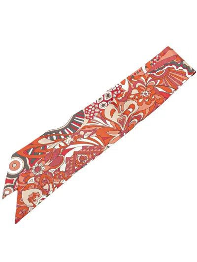 Pre-owned Hermes 2000-2020 L Ivresse De L Infini Silk Twilly Scarf Scarves In Orange