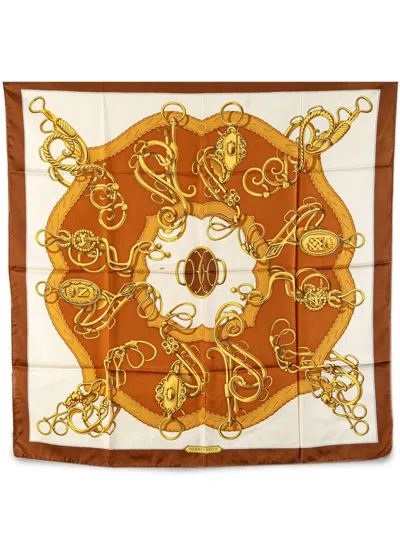 Pre-owned Hermes 2000-2020 Lift Profile Silk Scarf Scarves In White