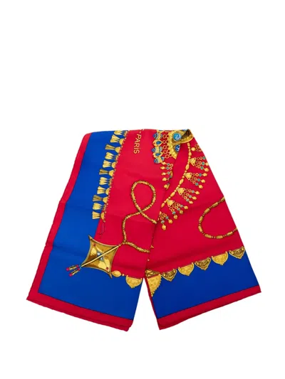 Pre-owned Hermes 2000-2020 Parures Des Sables Silk Twilly Scarf Scarves In Blue