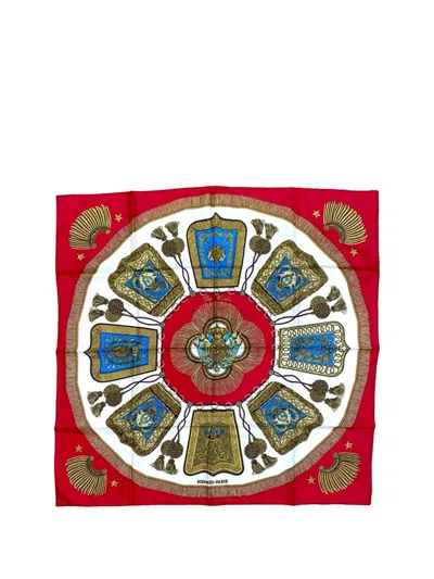 Pre-owned Hermes 2000-2020 Poste Et Cavalerie Silk Scarf 90 Scarves In Red