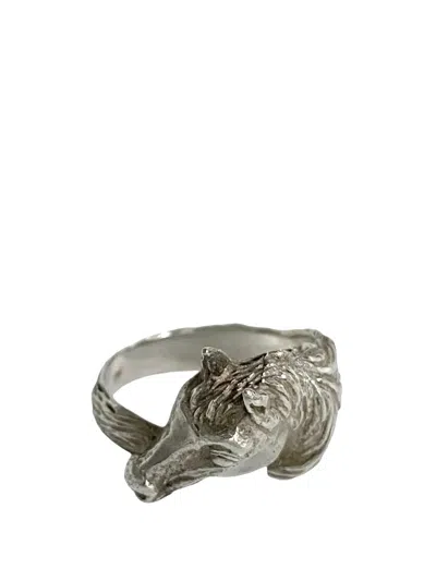 Pre-owned Hermes 2000-2020 Sterling Silver Cheval Ring