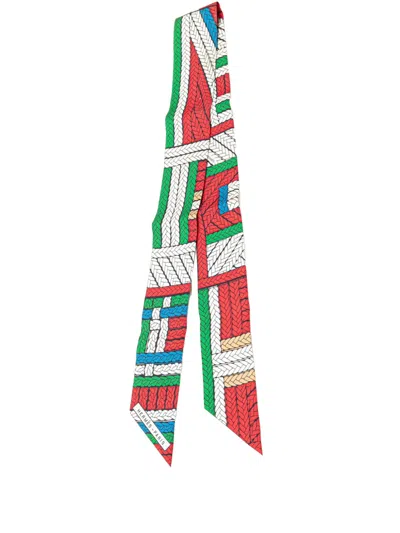 Pre-owned Hermes 2000-2020 Tresses H Silk Twilly Scarf Scarves