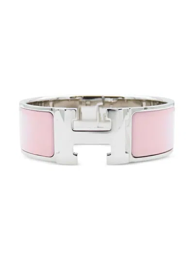 Pre-owned Hermes 2000-2020 Wide Enamel Clic Clac H Bracelet Pm Costume Bracelet In Pink