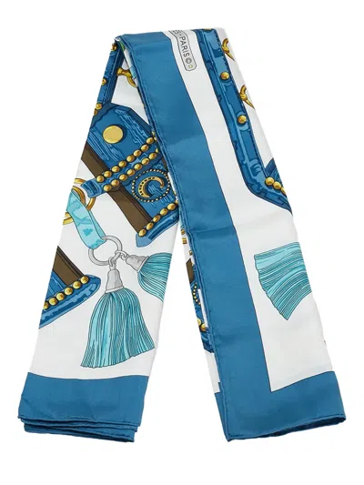 Pre-owned Hermes 2000-2025 Aux Champs Silk Scarf Scarves In White