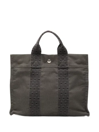 Pre-owned Hermes 2000-2025 Canvas Herline Pm Tote Bag In Gray