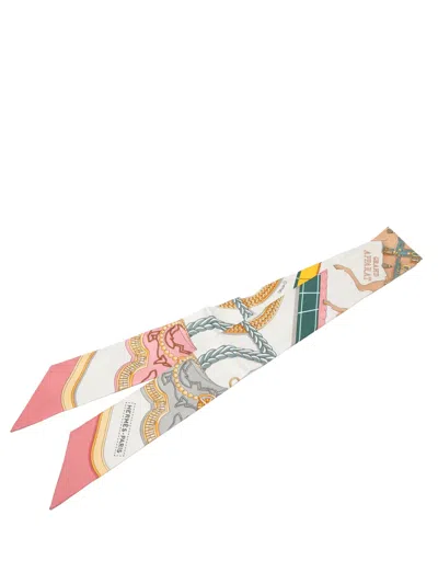 Pre-owned Hermes 2000-2025 Grand Apparat Silk Twilly Scarf Scarves In Pink