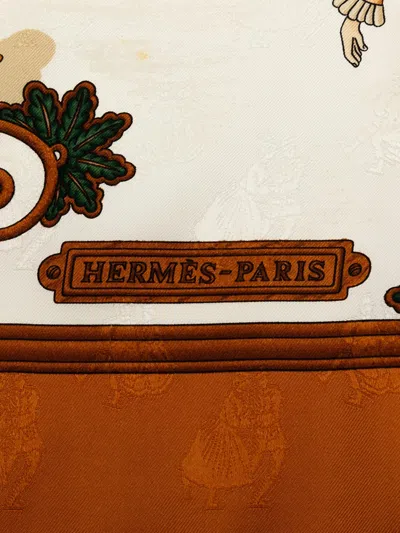 Pre-owned Hermes 2000-2025 Joies D Hiver Silk Scarf Scarves In Brown